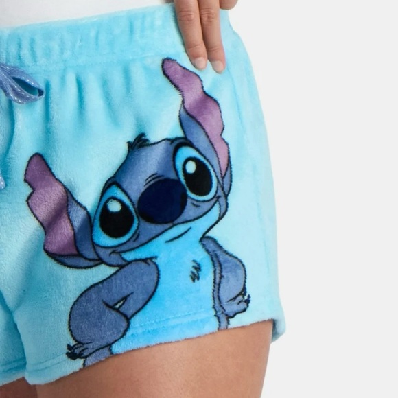 Disney Women's Blue Stitch Shorts Pajama Two Piece Set - Picture 3 of 7